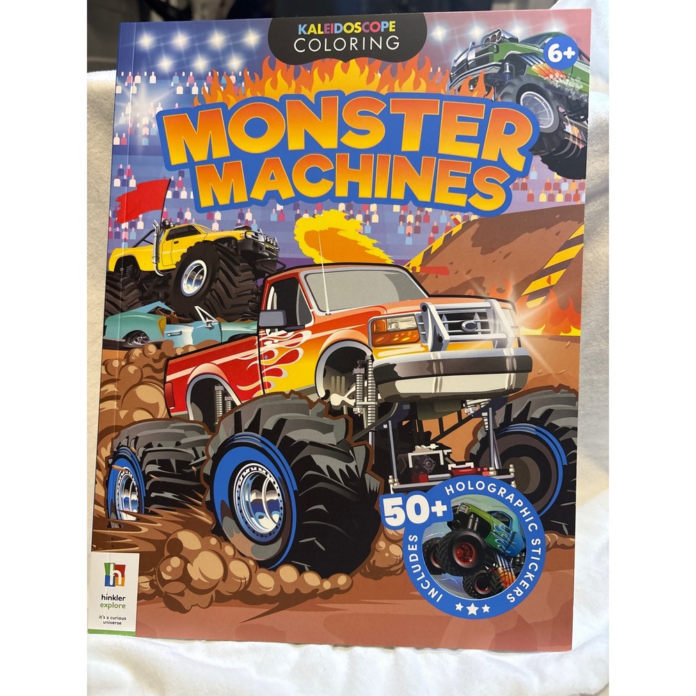 Hinkler Kaleidoscope Coloring Monster Machines Book with Holographic Stickers